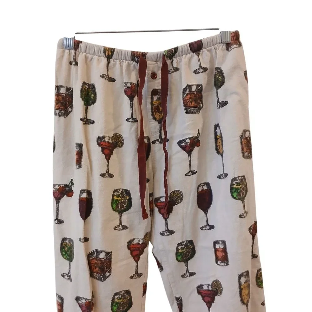 PJ Salvage Cocktail Pajama Set XS Cozy Flannel Sleepwear Pants Long Sleeve #O-11 - Picture 5 of 9